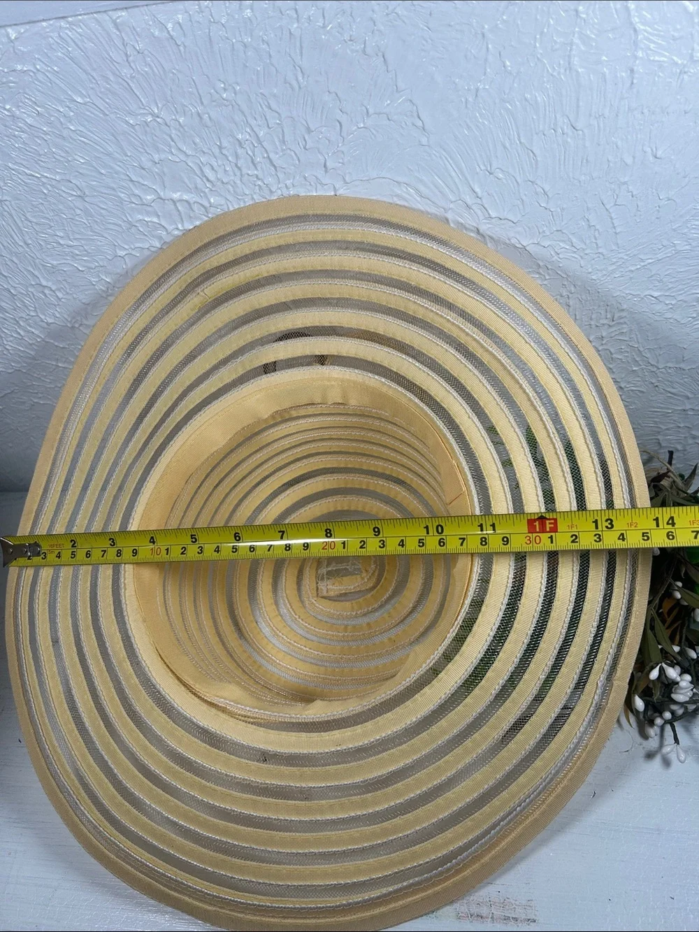 Wide Brim Sun Hat in Yellow and Beige - Lightweight Women's Summer Hat